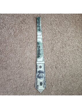 Vintage Money Print Novelty Tie $100 Bill Design A. Rogers Handmade